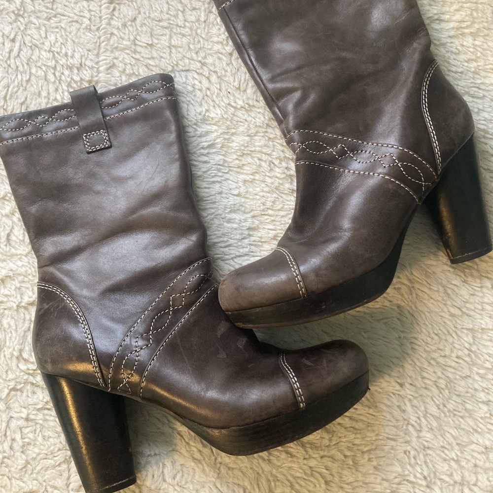 Biviel Boots, Taupe/Grey Genuine Leather